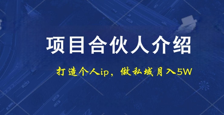 项目合伙人项目，打造个人IP，做私域月入5W，小白勿扰-轻创副业圈