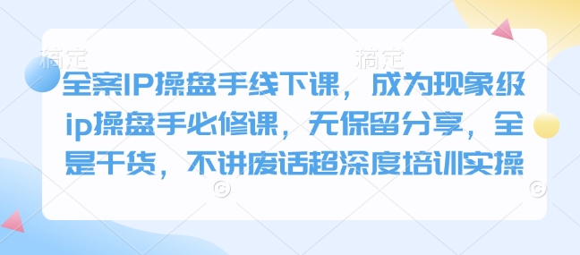 全案IP操盘手线下课，成为现象级ip操盘手必修课，无保留分享，全是干货，不讲废话超深度培训实操-轻创副业圈