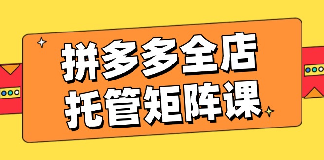 拼多多全店托管矩阵课，盈利动销玩法，高效计划设置，提升店铺效益-轻创副业圈