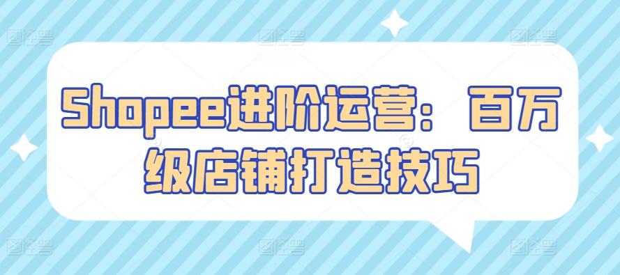 Shopee进阶运营：百万级店铺打造技巧-轻创副业圈
