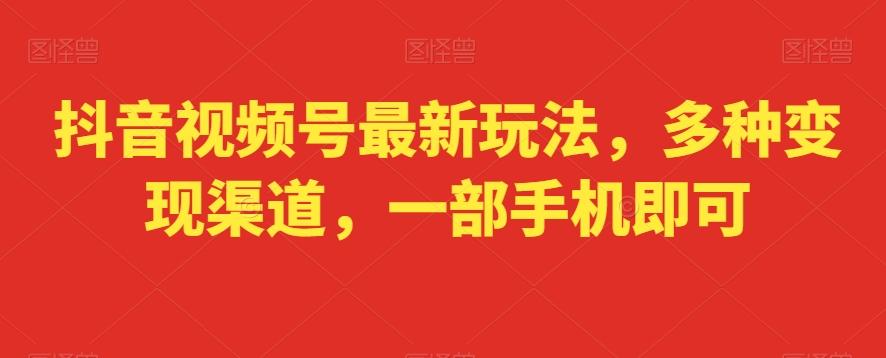 抖音视频号最新玩法，多种变现渠道，一部手机即可-轻创副业圈