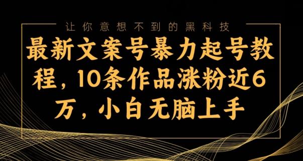 最新文案号暴力起号教程，10条作品涨粉近6万，小白无脑上手-轻创副业圈