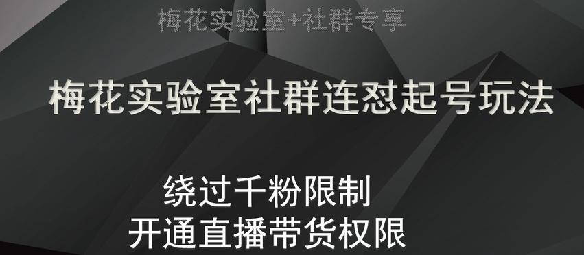 梅花实验室社群连怼起号玩法，视频号绕过千粉限制，开通直播带货权限【揭秘】-轻创副业圈