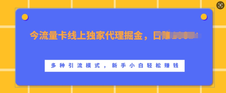 流量卡线上独家代理掘金，日入1k+ ，多种引流模式，新手小白轻松上手【揭秘】-轻创副业圈