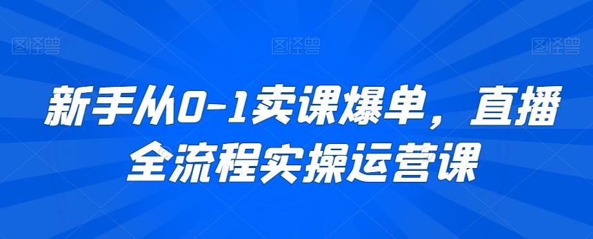 新手从0-1卖课爆单，直播全流程实操运营课-轻创副业圈