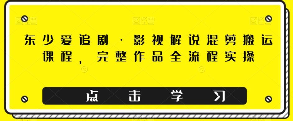 东少爱追剧·影视解说混剪搬运课程，完整作品全流程实操-轻创副业圈
