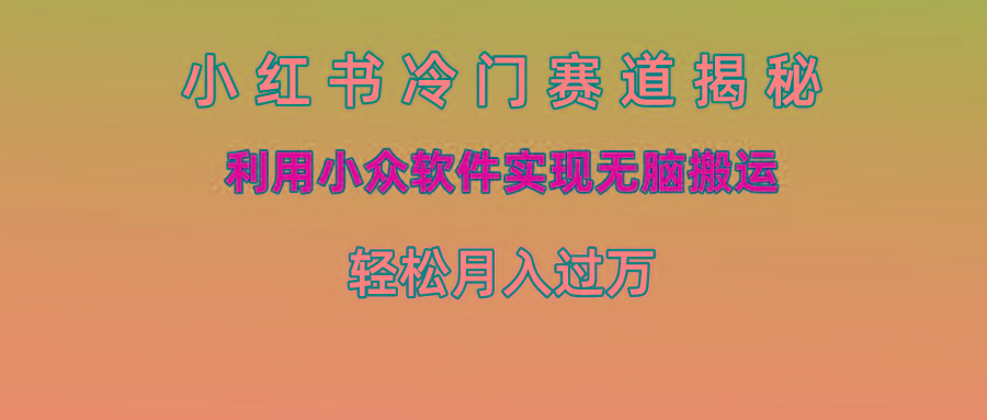 小红书冷门赛道揭秘,利用小众软件实现无脑搬运，轻松月入过万-轻创副业圈