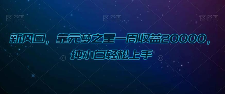 新风口，靠元梦之星一周收益20000，纯小白轻松上手-轻创副业圈