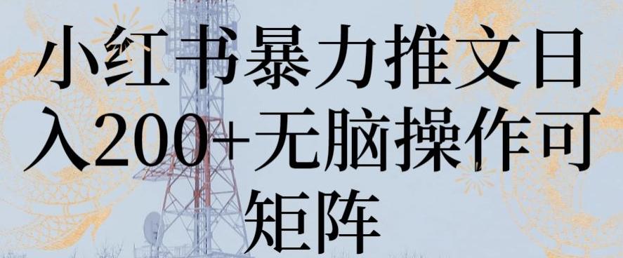 小红书暴力推文日入200+无脑操作可矩阵【揭秘】-轻创副业圈