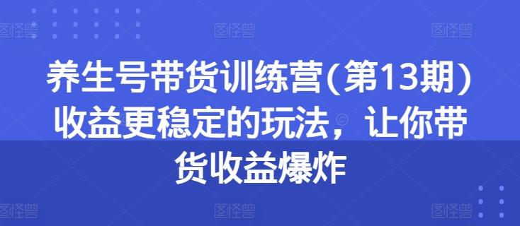 养生号带货训练营(第13期)收益更稳定的玩法，让你带货收益爆炸-轻创副业圈
