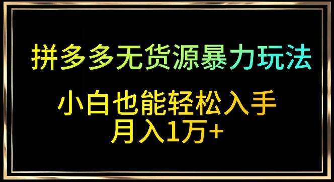 拼多多无货源暴力玩法，全程干货，小白也能轻松入手，月入1万+【揭秘】-轻创副业圈