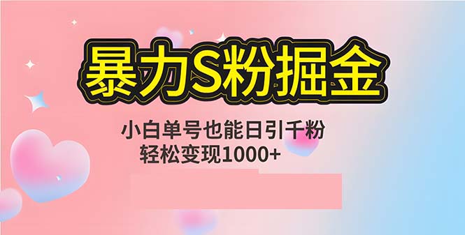 单人单机日引千粉，变现1000+，S粉流量掘金计划攻略-轻创副业圈