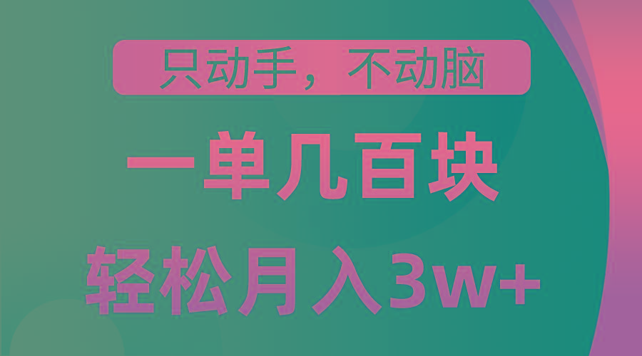 只动手不动脑，一单几百块，轻松月入3w+，看完就能直接操作，详细教程-轻创副业圈