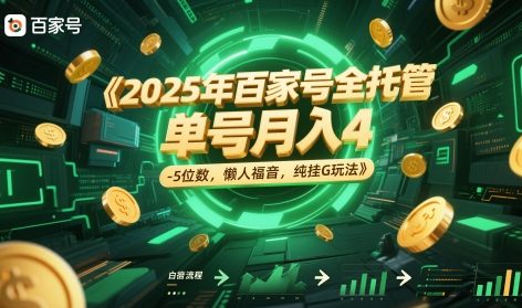 2025年百家号全托管，单号月入4-5位数，懒人福音，纯挂G玩法【揭秘】-轻创副业圈