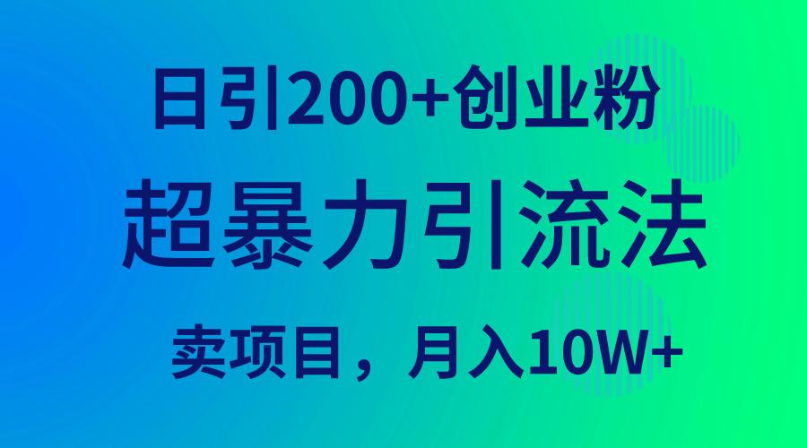 (9654期)超暴力引流法，日引200+创业粉，卖项目月入10W+-轻创副业圈