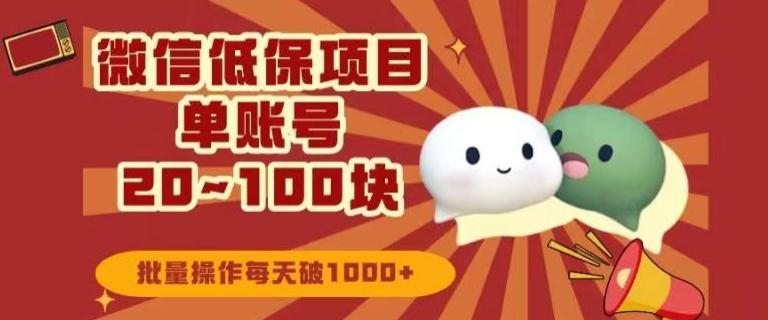 微信领低保单账号20元-100元，批量操作每天破1000+-轻创副业圈
