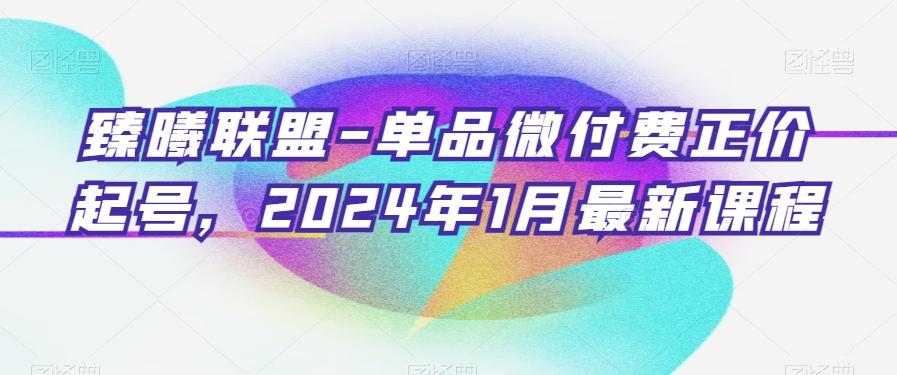 臻曦联盟-单品微付费正价起号，2024年1月最新课程-轻创副业圈