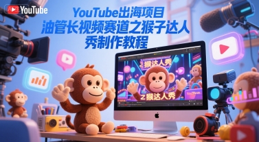 YouTube出海项目，油管长视频赛道之猴子达人秀制作教程-轻创副业圈