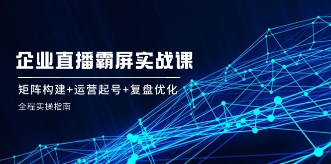 企业直播霸屏实战课：矩阵构建+运营起号+复盘优化，全程实操指南-轻创副业圈