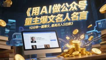 用AI做公众号流量主爆文名人名言，10分钟一篇爆文，最高月入5位数-轻创副业圈
