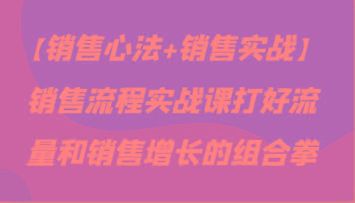 【销售心法+销售实战】销售流程实战课打好流量和销售增长的组合拳-轻创副业圈