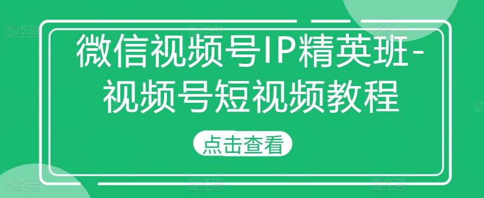 微信视频号IP精英班-视频号短视频教程-轻创副业圈