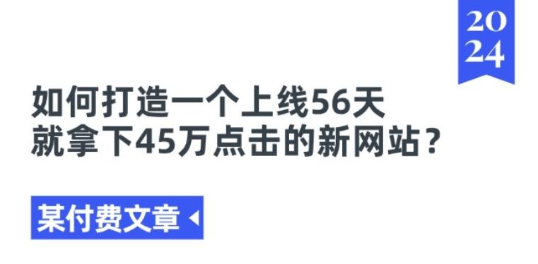 某付费文章《如何打造一个上线56天就拿下45万点击的新网站?》-轻创副业圈