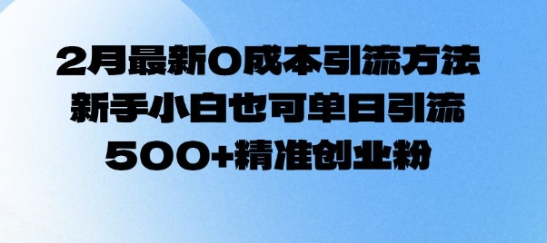 2月最新0成本引流方法，新手小白也可单日引流500+精准创业粉-轻创副业圈