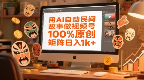 用AI自动民间故事做视频号，100%原创，矩阵日入1k+-轻创副业圈