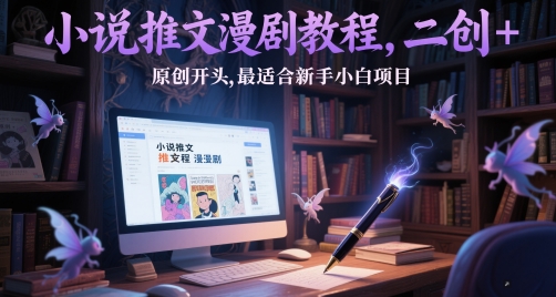 小说推文漫剧教程，二创+原创开头，最适合新手小白项目-轻创副业圈