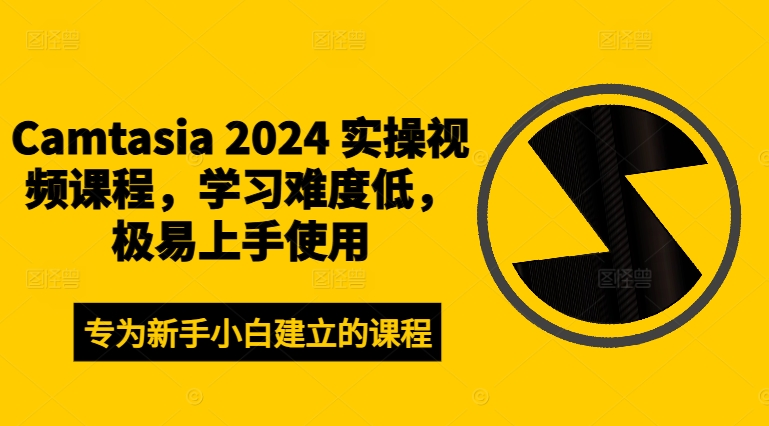 Camtasia 2024 实操视频课程，学习难度低，极易上手使用-轻创副业圈