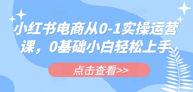 小红书电商从0-1实操运营课，0基础小白轻松上手-轻创副业圈
