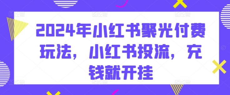 2024年小红书聚光付费玩法，小红书投流，充钱就开挂-轻创副业圈