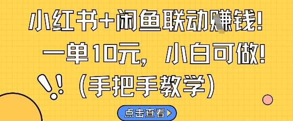 小红书+闲鱼联动挣钱，一单10元，小白可做-轻创副业圈