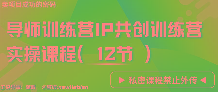 导师训练营3.0IP共创训练营私密实操课程(12节)-卖项目的密码成功秘诀-轻创副业圈
