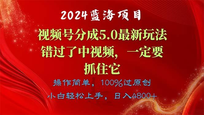 2024蓝海项目，视频号分成计划5.0最新玩法，错过了中视频，一定要抓住…-轻创副业圈