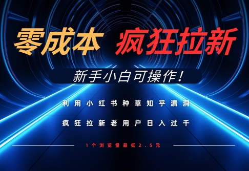 利用小红书种草知乎漏洞，零成本疯狂拉新日入数张，新手小白可操作-轻创副业圈