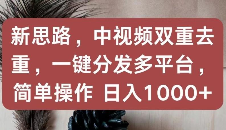 新思路，中视频双重去重，一键分发多平台，简单操作，日入1000+【揭秘】-轻创副业圈