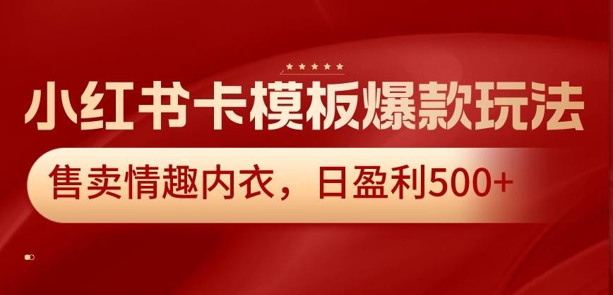 小红书卡模板爆款玩法，售卖情趣内衣，日盈利500+【揭秘】-轻创副业圈