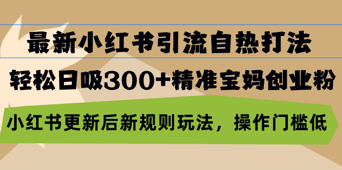 最新小红书引流自热打法，轻松日吸300+精准宝妈创业粉，小红书更新后新…-轻创副业圈