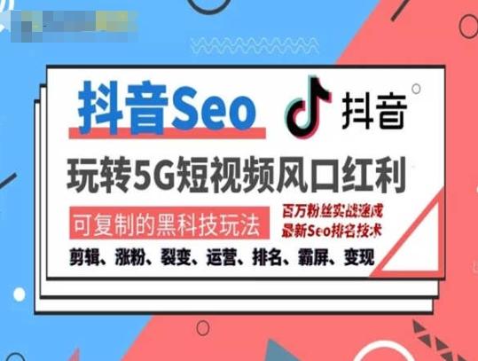 抖音SEO引流培训课程-抓住抖音风口，实现搜索排名，获取精准流量，快速成交变现-轻创副业圈
