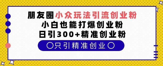 朋友圈小众玩法引流创业粉，小白也能打爆创业粉，日引300+精准创业粉【揭秘】-轻创副业圈