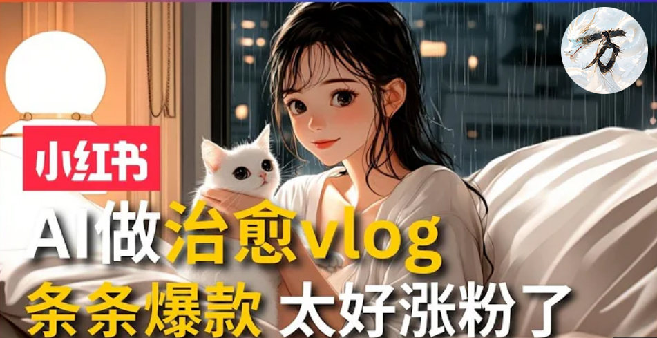 AI治愈系vlog动画视频，小红书1个月轻松涨粉破万，商单报价1500+日入2000+-轻创副业圈