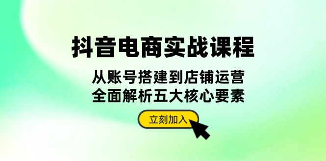 抖音 电商实战课程：从账号搭建到店铺运营，全面解析五大核心要素-轻创副业圈