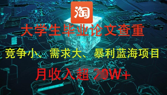 大学生毕业论文查重，暴利蓝海项目，月收入过1W+-轻创副业圈