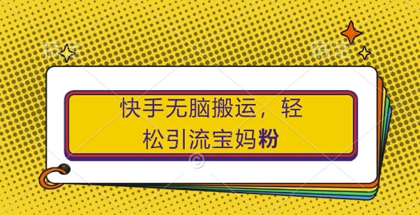 快手无脑搬运，轻松引流宝妈粉，纯小白轻松上手【揭秘】-轻创副业圈