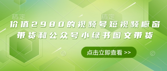 价值2980的视频号短视频橱窗带货和公众号小绿书图文带货-轻创副业圈