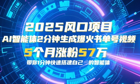 AI智能体2分钟一键生成爆火书单号原创视频，5个月涨粉57w，带你零代码1分钟搭建智能体-轻创副业圈