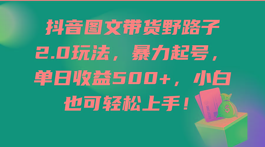 (9790期)抖音图文带货野路子2.0玩法，暴力起号，单日收益500+，小白也可轻松上手！-轻创副业圈