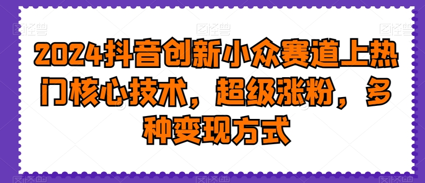 2024抖音创新小众赛道上热门核心技术，超级涨粉，多种变现方式【揭秘】-轻创副业圈